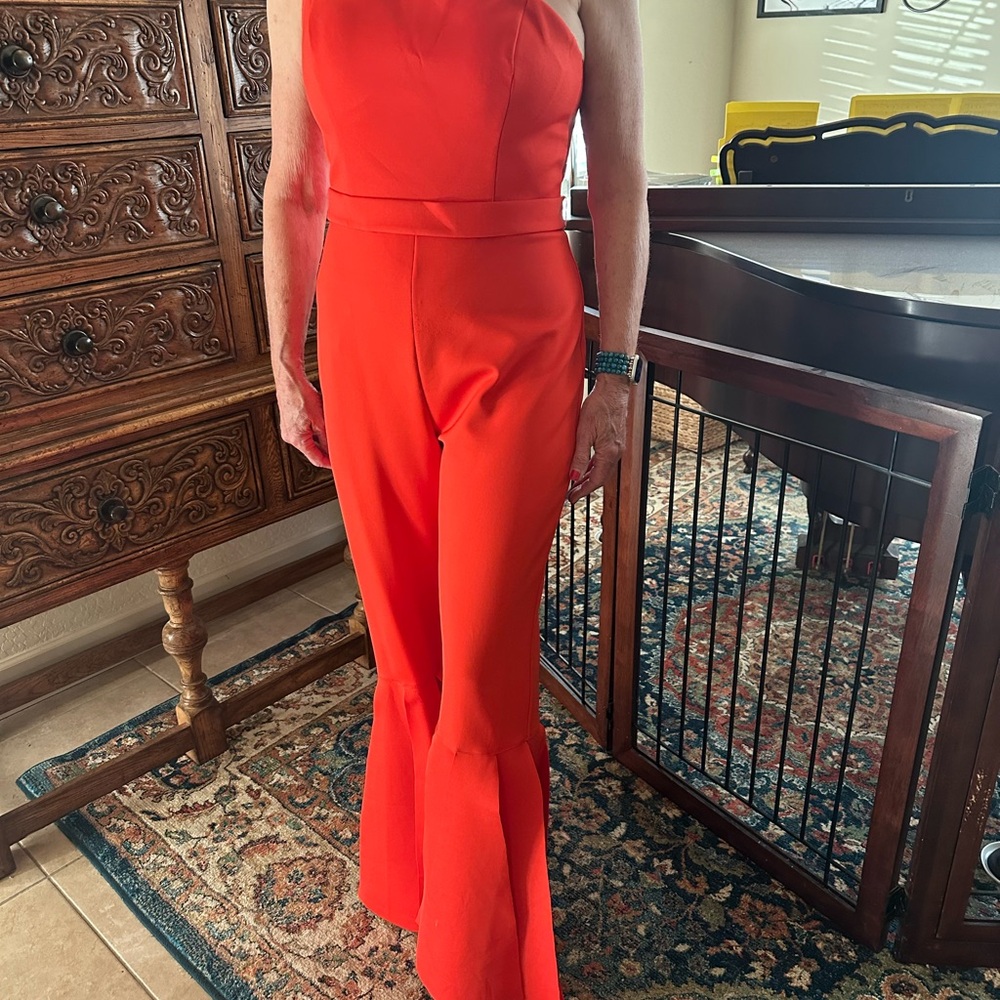 Jovani Orange Wide-Leg Jumpsuit